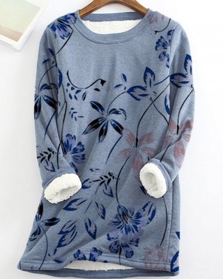 Printed cashmere base sweater with oversized sweater HF2616-04-04